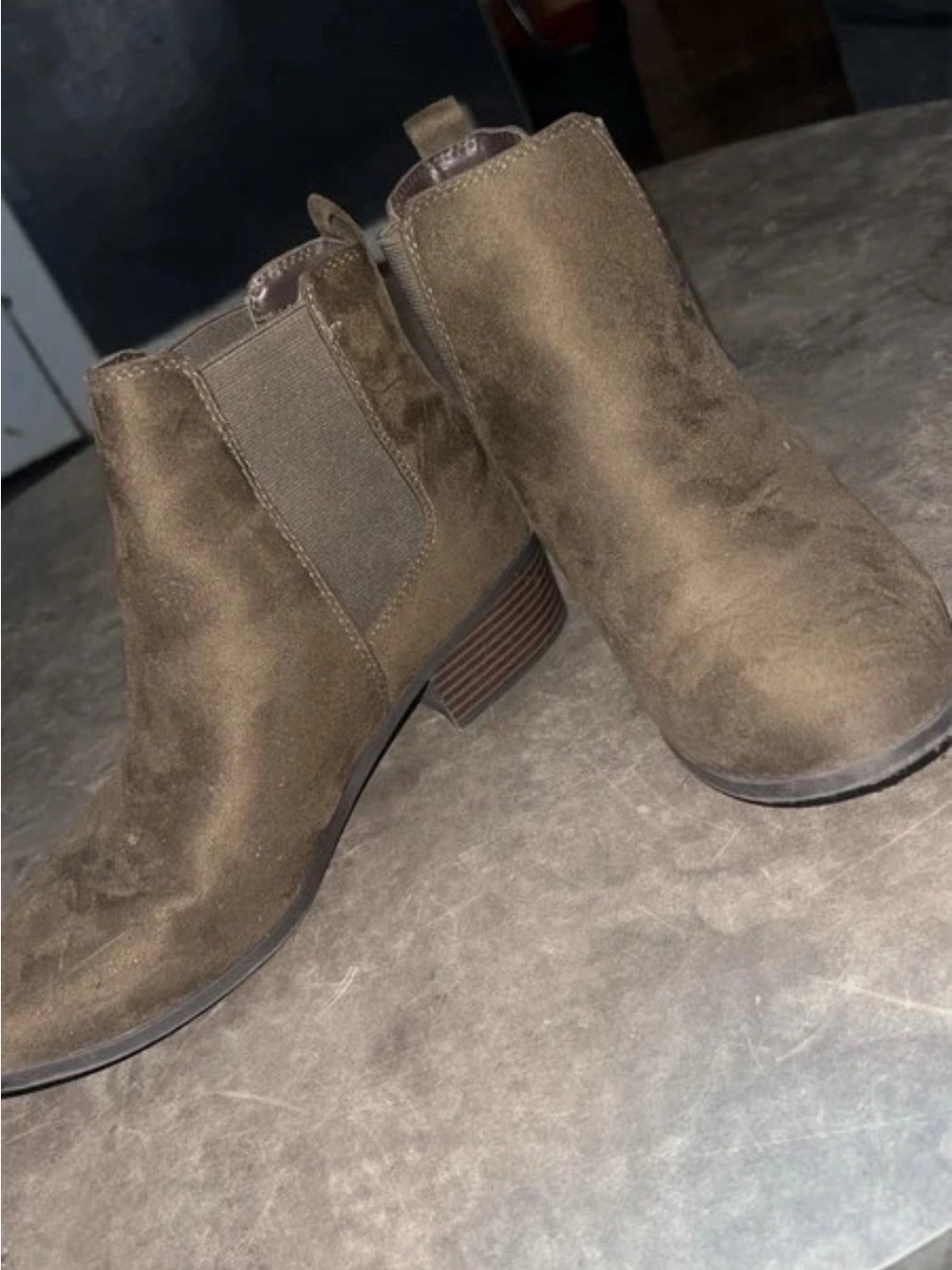 Soda Olive Brown Suede Chelsea Ankle Boots